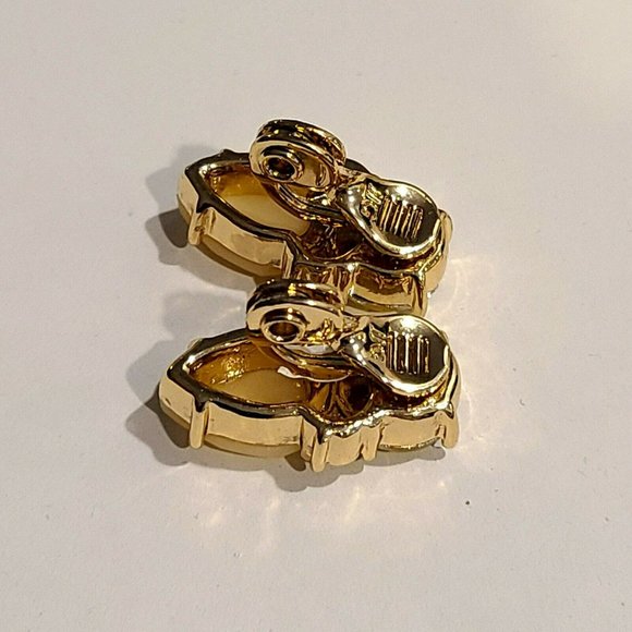JJG Jonette Jewelry Bee Shaped Clip on Earrings. Yellow and Clear Rhinestones. - Picture 2 of 12
